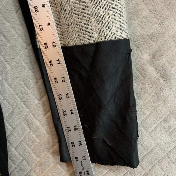 Atmosphere Womens 12 Pea Coat Black White Woolen Mid Length Faux Leather Sleeves - Picture 12 of 16